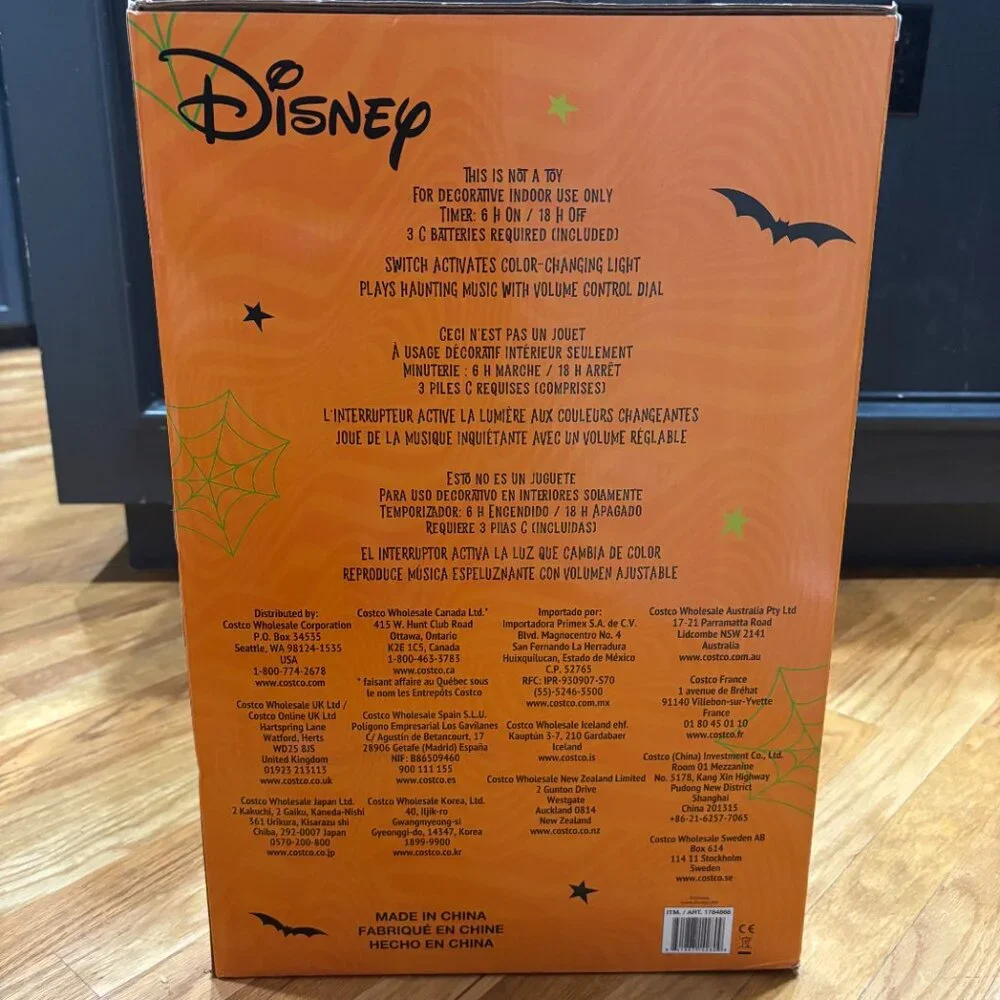NWT Disney‎ Mickey Pumpkin Light-Up Halloween Decoration with Music – Orange